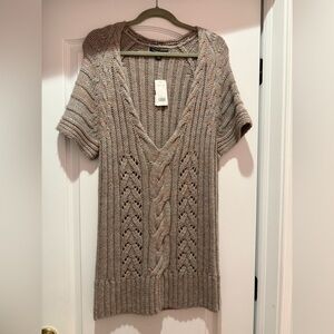 Banana Republic Brown Gray Marled Cable Tunic Sweater in Wool Alpaca Sz: L